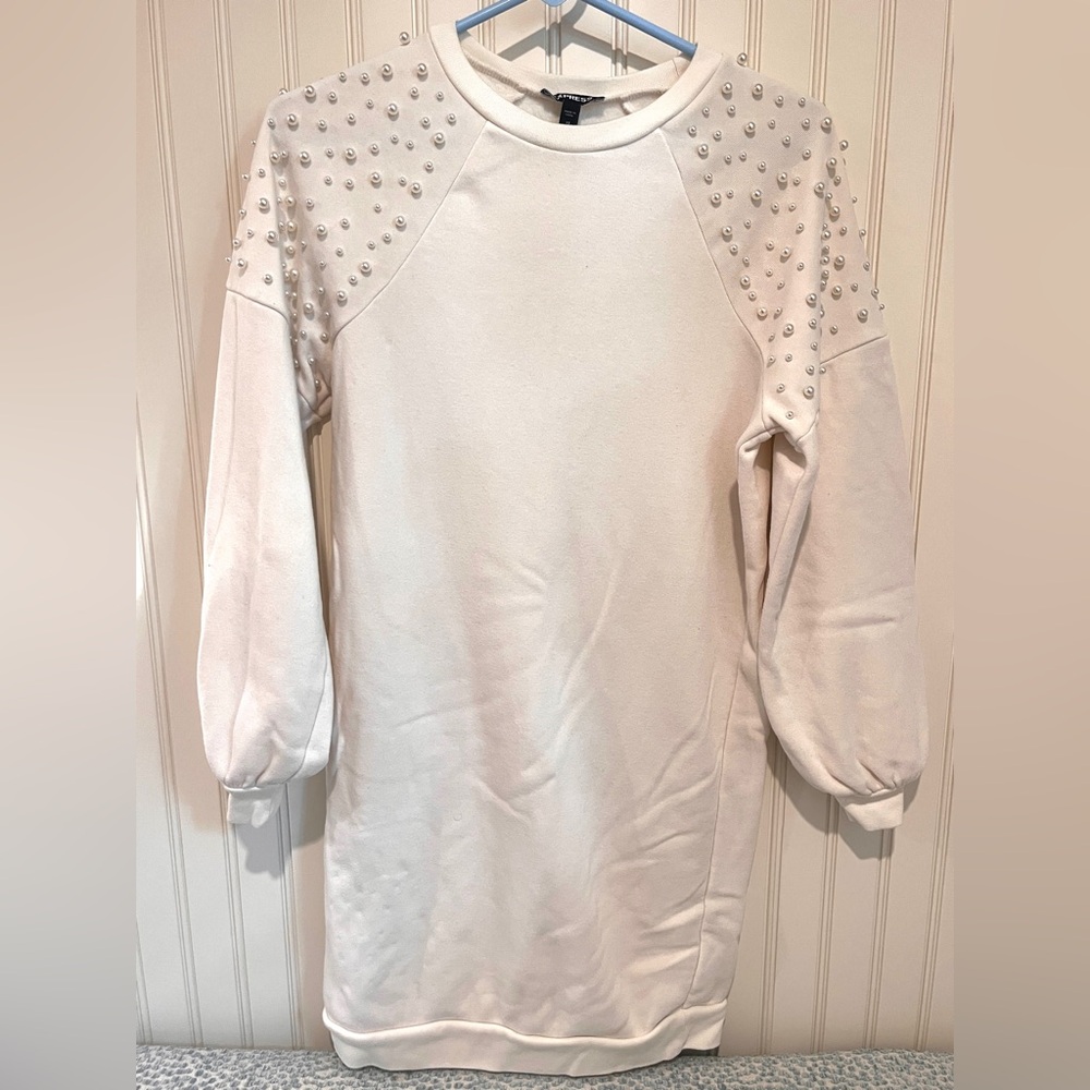 Express Off White Sweatshirt Dress